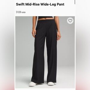 Lululemon Women’s Swift Mid-Rise Wide Leg Pant Black Size 6